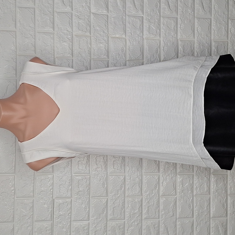 RENUAR White Sheer Sleeveless Tank High-Low Hem Tunic with Cowl Back